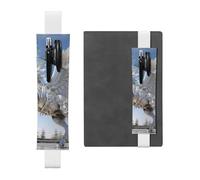 WZYWHJ White Pegasus Pattern Leather Pen Holder Bookmark - Elastic Clip for Notebooks & Journals with Adjustable Strap, Holds 2-3 Pens