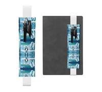 WZYWHJ White Penguin Antarctica Ice Prints Leather Pen Holder Bookmark - Elastic Clip for Notebooks & Journals with Adjustable Strap, Holds 2-3 Pens