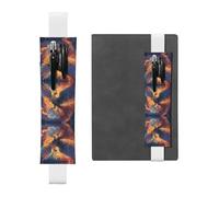 WZYWHJ White Phoenix Nirvana Prints Leather Pen Holder Bookmark - Elastic Clip for Notebooks & Journals with Adjustable Strap, Holds 2-3 Pens