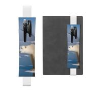 WZYWHJ White Polar Bear Ice Pattern Leather Pen Holder Bookmark - Elastic Clip for Notebooks & Journals with Adjustable Strap, Holds 2-3 Pens