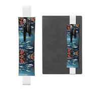WZYWHJ White Sharks Under The sea Prints Leather Pen Holder Bookmark - Elastic Clip for Notebooks & Journals with Adjustable Strap, Holds 2-3 Pens