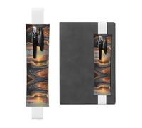 WZYWHJ White Sunrise at The Seaside Picture Leather Pen Holder Bookmark - Elastic Clip for Notebooks & Journals with Adjustable Strap, Holds 2-3 Pens