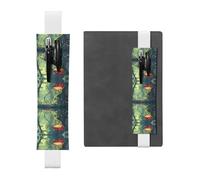 WZYWHJ White The Mysterious Venus Flytrap waits Picture Leather Pen Holder Bookmark - Elastic Clip for Notebooks & Journals with Adjustable Strap, Holds 2-3 Pens