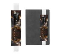 WZYWHJ White Tractor in The Field Prints Leather Pen Holder Bookmark - Elastic Clip for Notebooks & Journals with Adjustable Strap, Holds 2-3 Pens