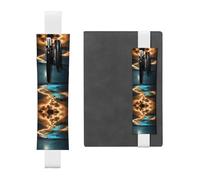 WZYWHJ White View Under The Moon Prints Leather Pen Holder Bookmark - Elastic Clip for Notebooks & Journals with Adjustable Strap, Holds 2-3 Pens