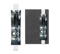 WZYWHJ White White swan Picture Leather Pen Holder Bookmark - Elastic Clip for Notebooks & Journals with Adjustable Strap, Holds 2-3 Pens