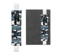 WZYWHJ White White swan Picture Leather Pen Holder Bookmark - Elastic Clip for Notebooks & Journals with Adjustable Strap, Holds 2-3 Pens