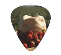 Wzywhj Wild Strawberries In A Straw Hat Printed Guitar Picks 12 Piece, Easy Grip Uke Picks Hold In One'S Hands, Ukulele, Acoustic Or Electric Electric Guitar