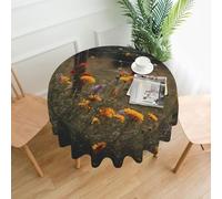 WZYWHJ Wildflowers outside the fence Printed Round long tablecloth anti overflow and wrinkle resistant dining table cloth 60 inches