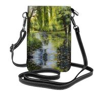 WZYWHJ Willow trees by the pond Printed Leather Crossbody Flap Phone Bag - Versatile Gift for Women Walking, Camping, Shopping, and Travel