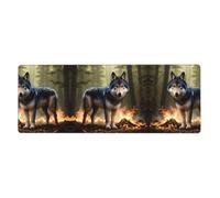 WZYWHJ Wolf In Flames printing Extra large rubber keyboard pad, thickened anti slip Office desk cushion