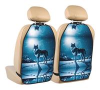WZYWHJ Wolf on Snowy Mountain Printing Car seat Anti Kick Storage pad 2 Pieces, Multi-Functional Storage Bag seat Protector After Installation