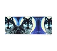 WZYWHJ wolf under moon Pattern Extra large rubber keyboard pad, thickened anti slip Office desk cushion