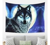 WZYWHJ wolf under moon printing Wall decoration tapestry suitable for bedroom and living room decoration arras 80x60in