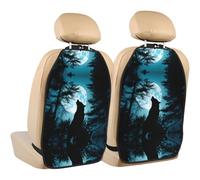 WZYWHJ Wolf Under The Moon Printed Car seat Anti Kick Storage pad 2 Pieces, Multi-Functional Storage Bag seat Protector After Installation