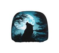 WZYWHJ Wolf Under The Moon Printed Seat Head Pillowcase Car Truck General Motors Parts Protective Cover one Pack