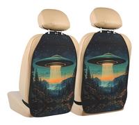WZYWHJ Wonderful UFO Printed Car seat Anti Kick Storage pad 2 Pieces, Multi-Functional Storage Bag seat Protector After Installation