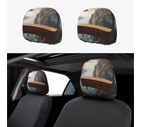 WZYWHJ Wooden Coffin Hanging from Cliff Printed Car Pillowcase 2 Pieces, seat Cover Accessories, Protective Cover Universal