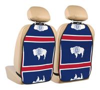WZYWHJ Wyoming State Flag Printed Car seat Anti Kick Storage pad 2 Pieces, Multi-Functional Storage Bag seat Protector After Installation