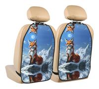 WZYWHJ Yellow Fox on The Mountain Picture Car seat Anti Kick Storage pad 2 Pieces, Multi-Functional Storage Bag seat Protector After Installation