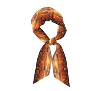 WZYWHJ Yellow sunflowers at sunset printing Women's long strip silk scarf, soft and silky satin headscarf