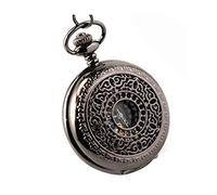 WZYYCV Scale Pocket Watches Retro Pocket Watch All Black Tungsten Steel Mechanical Pocket Watch Hollow Engraved Mechanical Pocket Watch for Men Birthday Fathers Day