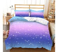 Wzzfcai Galaxy Star Kids Duvet Cover Single Blue and Purple Bedding Set Gradient Color Duvet Cover with 2 Pillowcase Closure for Girls Teens Adults (Galaxy A,Single 135x200 cm)