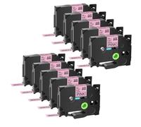 WZZSKFYQ Satin Non Laminated Gift Wrapping 5 10PK Compatible With Tz TZe RW34 RN34 R234 RE34 12mm Tape Label Printers(10PK Black On Pink)