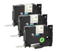 WZZSKFYQ Satin Non Laminated Gift Wrapping 5 10PK Compatible With Tz TZe RW34 RN34 R234 RE34 12mm Tape Label Printers(3PK Gold On White)