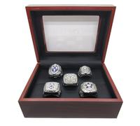 WZZXJQNRHF Championship Rings 5Pcs Set 71 77 92 93 95 Championship Ring with Wood Display Box Football Fan Family Friend/As/14#