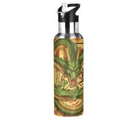 Wzzzsun Anime Dragon Japanese Water Bottle Insulated Sport Vacuum Cup Stainless Steel Jug for 600ML Coffee Tea