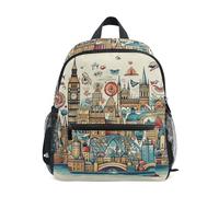 Wzzzsun Doodle European London Landmarks Kids Backpack Toddler Preschool Book Bag Kindergarten School Girl Boy Schoolbag