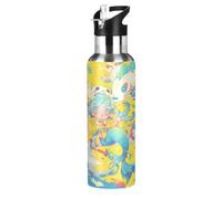 Wzzzsun Fairy Tales Mermaid Fish Water Bottle Insulated Thermos Sport Vacuum Cup Stainless Steel Jug for 600ML Coffee Tea