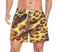 Wzzzsun Polka Dots Leopard Skin Print Men's Swim Trunks Boardshorts Bathing Shorts with Compression Liner
