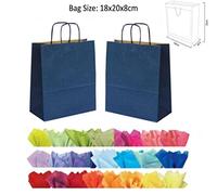 x 10 LUXURY PAPER GIFT BAGS WITH MATCHING TISSUE PAPER - CHRISTMAS/BIRTHDAY/PARTY BAG - (Navy Blue)