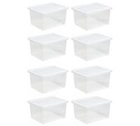 X 37L Litre Crystal Clear Storage Container with Snap Lock Lid - Transparent Strong, Stackable/Nestable Plastic Box for Kitchen, Home, Office, Medicine, Clothes & Christmas Decorations