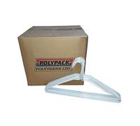x 500 Strong White Plain Metal Wire Suit,Clothes Coat Hangers 40cm 16" 13G Polypack Polythene Ltd