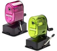 X-Acto 2012687 Bulldog Vacuum Wall Mount Manual Pencil Sharpener, Assorted Colors (2 Pack), See-through Receptacle, Affix to Any Nonporous Surface, X-ACTO Hardened Helical Cutter