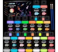 X ARTY HUB Glow in the Dark Paint Set, 15 Colors 60 ml, Black Light Paint