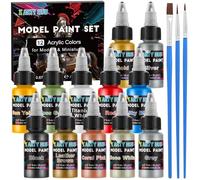 X ARTY HUB Model Paint Set, 12-Color Miniature Painting Kit with 2 Brushes