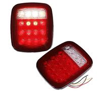 X AUTOHAUX 1 Pair LED Bar Tail Lights Square Brake Taillights Stop Turn Signal Reverse Lamp Red White LED for Jeep Wrangler TJ YJ CJ-5 CJ-7 1979-2006 Red