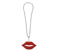 X AUTOHAUX 1 Pc Metal Faux Crystal Lips with Rhinestones Car Rear View Mirror Pendant Accessories Car Hanging Ornament Red