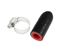 X AUTOHAUX 1 Pcs 30mm Length 10mm/0.39" ID Black Red Car Silicone Rubber Hose End Cap with Clamps Silicone Reinforced Blanking Cap for Bypass Tube Universal