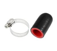 X AUTOHAUX 1 Pcs 30mm Length 16mm/0.63" ID Black Red Car Silicone Rubber Hose End Cap with Clamps Silicone Reinforced Blanking Cap for Bypass Tube Universal