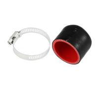 X AUTOHAUX 1 Pcs 30mm Length 40mm/1.57" ID Black Red Car Silicone Rubber Hose End Cap with Clamps Silicone Reinforced Blanking Cap for Bypass Tube Universal