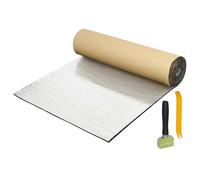 X AUTOHAUX 1 Set 394mil 10mm 21.53sqft Car Sound Deadening Mat with Roller Removal Tool Aluminum Foil Foam Heat Shield Material for Hood Fender 78.74"x39.37"