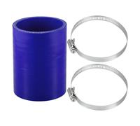 X AUTOHAUX 1 Set 65mm 2.56" ID 100mm 3.94" Length 0 Degree Blue Car Silicone Hose with Clamps Coolant Hose Universal