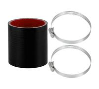 X AUTOHAUX 1 Set 65mm 2.56" ID 76mm 2.99" Length 0 Degree Black Red Car Silicone Hose with Clamps Coolant Hose Universal