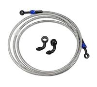 X AUTOHAUX 1 Set AN3 28 90 Degree Motorcycle Brake Hose Line 220cm Silver Tone