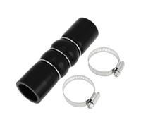 X AUTOHAUX 1 Set Black Car Silicone Hump Hose 35mm/1.38" ID, 152mm/5.98" Length, 5mm/0.2" Thickness, 2 Humps, Universal Coolant Hose with Clamps